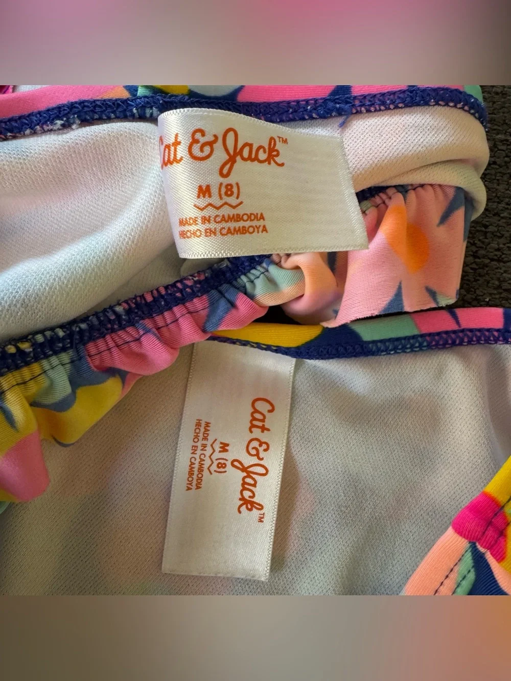 Cat & Jack Floral Swim Set 2PC Top Button Multicolor Girls M/8